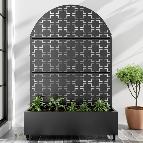 71" X 47" Black Galvanized Metal Rectangular Planter Box