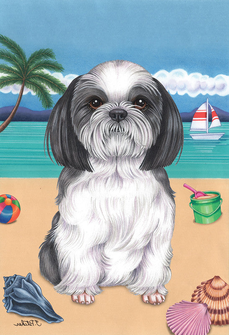 Shih Tzu Grey- Best of Breed On The Farm Garden Flag