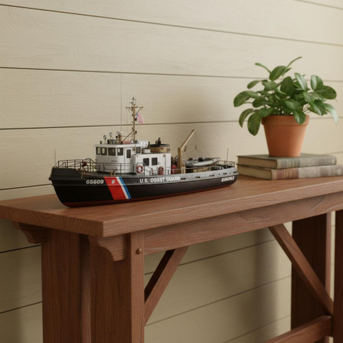 10" Unfinished Wood Hand Painted Model Boat