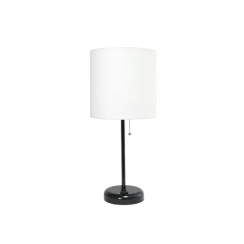20" Black Table Lamp LED With Drum Shade