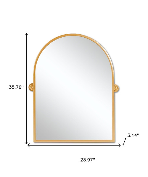 36" Gold Metal Arch Framed Accent Mirror