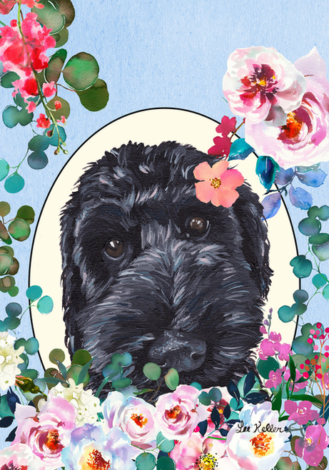 Labradoodle Black - Hippie Hound Studios Spring  House and Garden Flags
