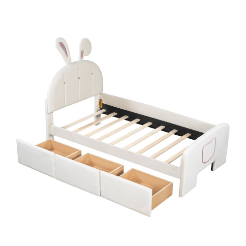Beige Tufted Upholstered Twin Bed Frame