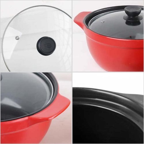 Ceramic Casserole Stew Cooking Pot with Glass Lid