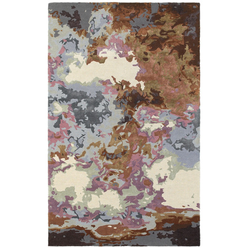 5' X 8' Blue And Brown Abstract Hand Tufted Area Rug