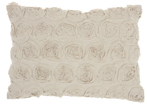 Petite Off White Embossed Rose Lumbar Pillow