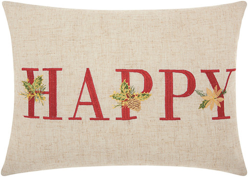 12" X 16" Natural Zippered Polyester Christmas Throw Pillow