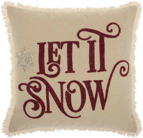 18" X 18" Red Zippered Handmade 100% Cotton Christmas Throw Pillow