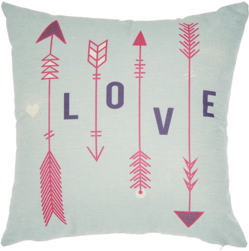 18" X 18" Lightgreen Purple And Red Blown Seam Polyester Blend Throw Pillow