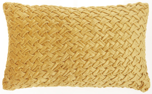 Lush Gold Plait Textured Throw Pillow