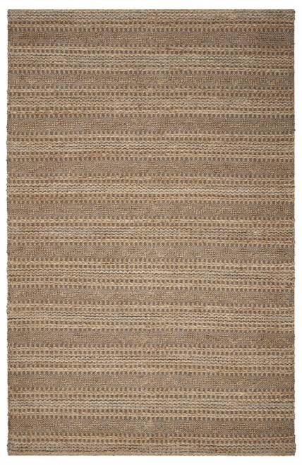 5’ x 8’ Tan and Gray Intricate Striped Area Rug