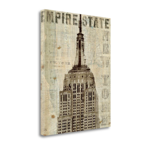 Vintage Ny Empire State Building 1 Wrapped Canvas Print Living Room Wall Art