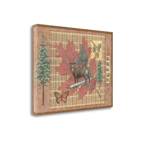 Deer Leaf 3 Wrapped Canvas Print Living Room Wall Art