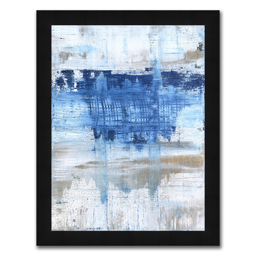 "Blue Geometry III" Black Framed Print Wall Art