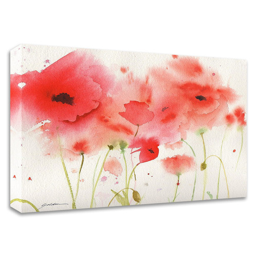 "Red Poppies" Wrapped Canvas Print Wall Art