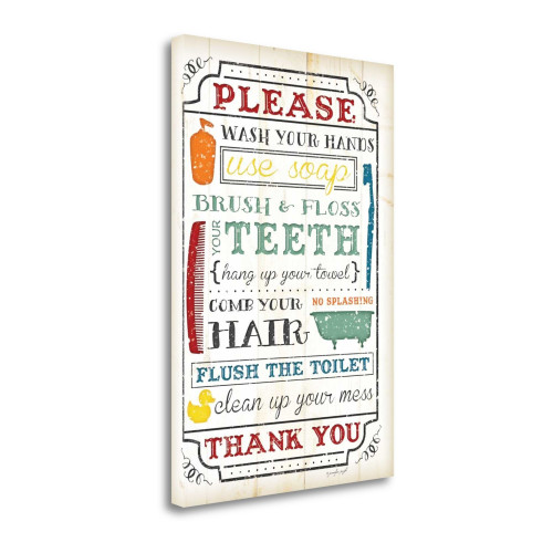 Bathroom Rules 3 Wrapped Canvas Print Living Room Wall Art