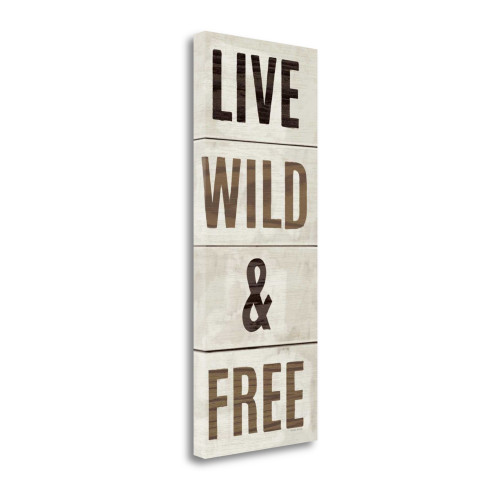 Wood Sign Live Wild And Free 2 Wrapped Canvas Print Living Room Wall Art