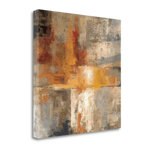 Silver And Amber Crop 5 Wrapped Canvas Print Living Room Wall Art