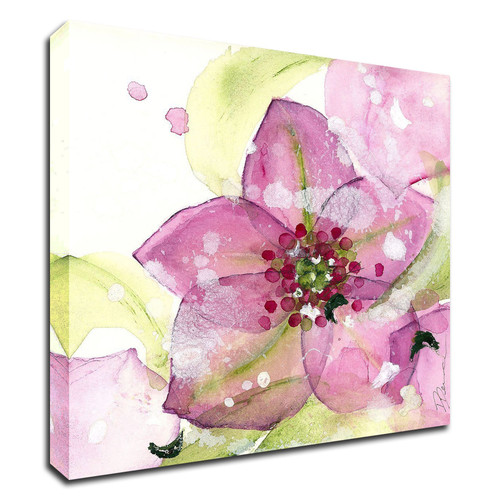 "Pink Flower In The Snow" Wrapped Canvas Print Wall Art