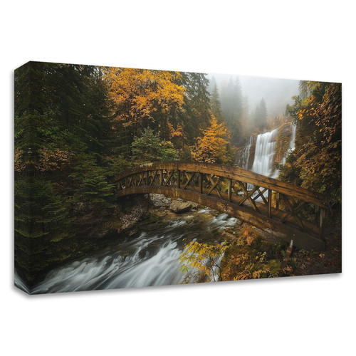 "A Bridge In The Forest" Wrapped Canvas Print Wall Art