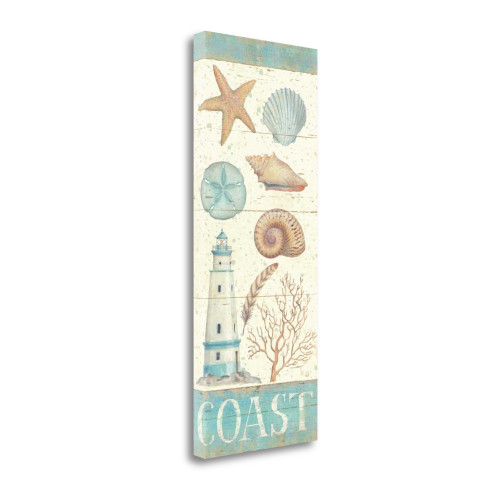 Pastel Coast Panel I Wrapped Canvas Print Living Room Wall Art