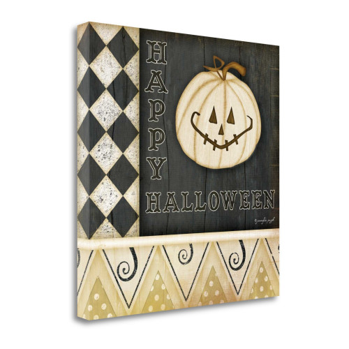 Happy Halloween Pumpkin 1 Wrapped Canvas Print Living Room Wall Art