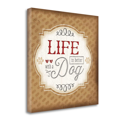 Life Is Better With A Dog 2 Wrapped Canvas Print Living Room Wall Art