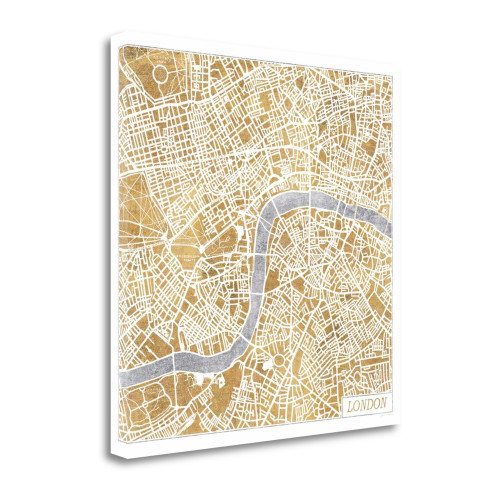 Gilded London Map 4 Wrapped Canvas Print Living Room Wall Art