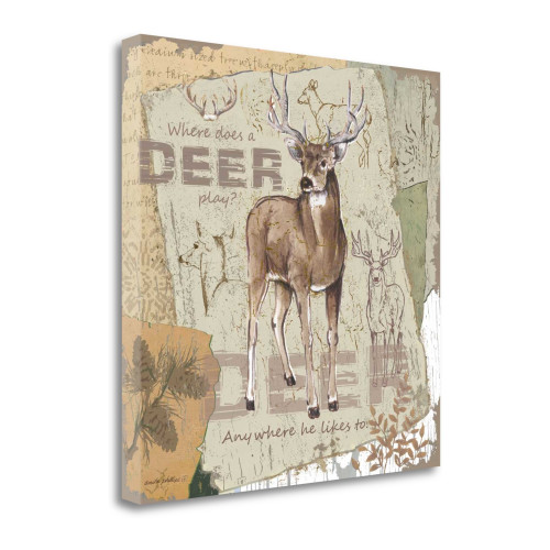 Deer Play 1 Wrapped Canvas Print Living Room Wall Art