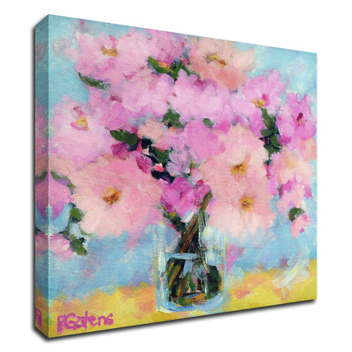 "Bright Pink Peony" Wrapped Canvas Print Wall Art