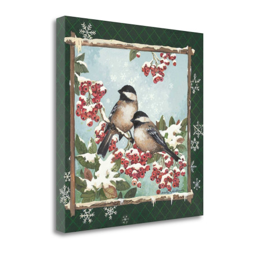 Winter Chickadees 3 Wrapped Canvas Print Wall Art