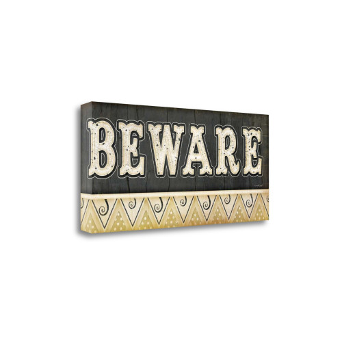 Beware 11 Wrapped Canvas Print Living Room Wall Art