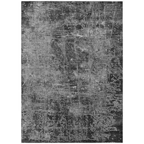 10' X 14' Gray Abstract Washable Non Skid Indoor Outdoor Area Rug