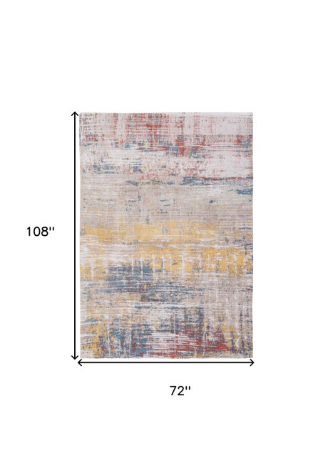 7' X 9' White Abstract Non Skid Area Rug