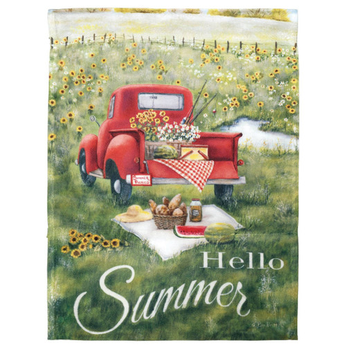 Flg Prt Hello Summer Truck Poly Garden