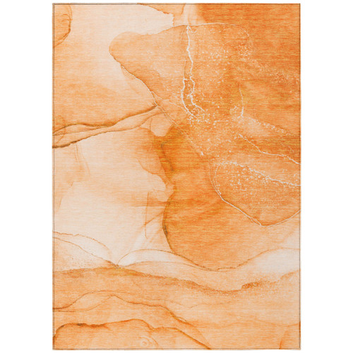 10' X 14' Orange Abstract Washable Non Skid Indoor Outdoor Area Rug