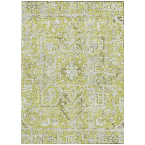 10' X 14' Artichoke Green Oriental Washable Non Skid Indoor Outdoor Area Rug