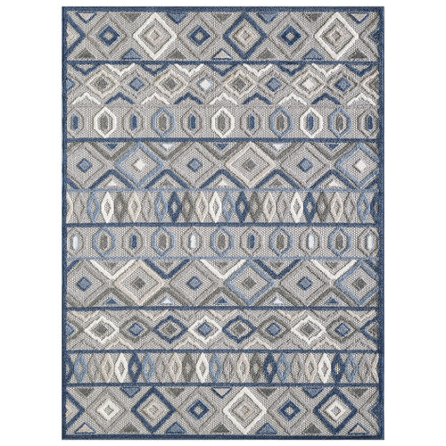 8' X 10' Blue And Gray Abstract Stain Resistant Indoor Outdoor Area Rug