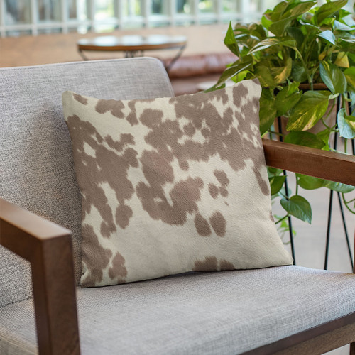 Plutus Brown Cowhide Animal Luxury Throw Pillow