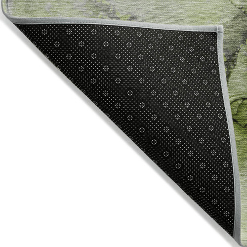 10' X 14' Green Abstract Washable Non Skid Indoor Outdoor Area Rug