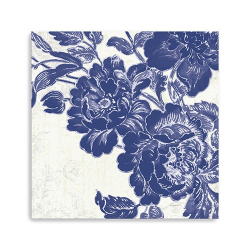Homeroots Home Decor 30" Blue Toile Rose Canvas Wall Art, Blue