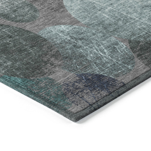 8' Round Gray Blue and Purple Round Abstract Washable Non Skid Indoor Outdoor Area Rug