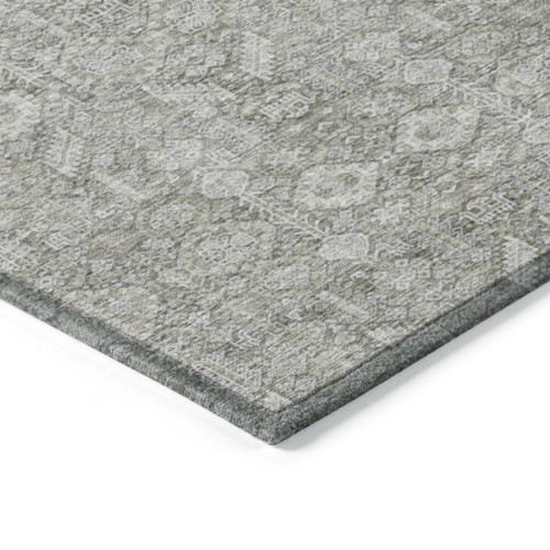 10' X 14' Cream and Tan Floral Washable Non Skid Indoor Outdoor Area Rug