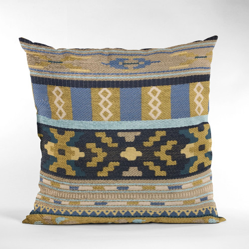 Plutus Blue Unique Lanes Border Luxury Throw Pillow