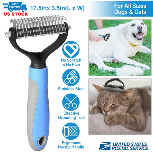 Dog Grooming Rakes 2 Sided Undercoat Rake Pet DeMat