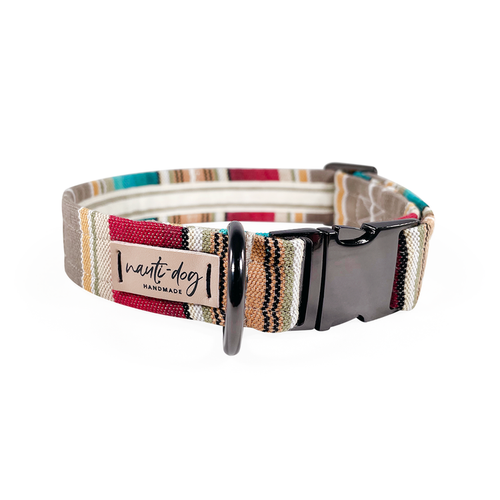 Serape Southwestern Woven Stripe Buckle & Martingale Dog Collar