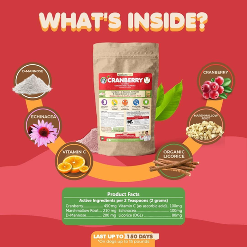 Dog Cranberry Supplement Natural Dog UTI Treatment & Kidney Support for Dogs Supplement Powder Same as Cranberry Pills for Dogs Puppy Supplies for Dog
