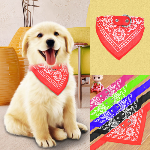 Adjustable Bandana Leather Pet 
