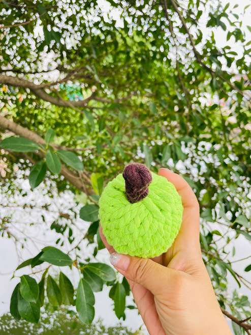 Handmade Sustainable Green Apple Rope Chew Toy For Puppies