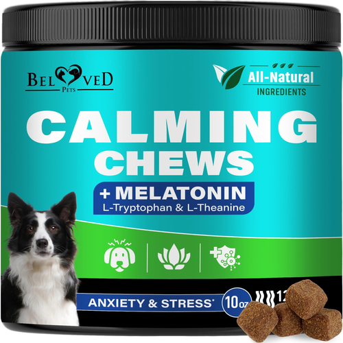 Hemp Calming Chews for Dogs & Puppy Pet Separation Anxiety Relief Treats & Calm Aggressive Behavior Melatonin Anti Stress Treatment Help with Thunder